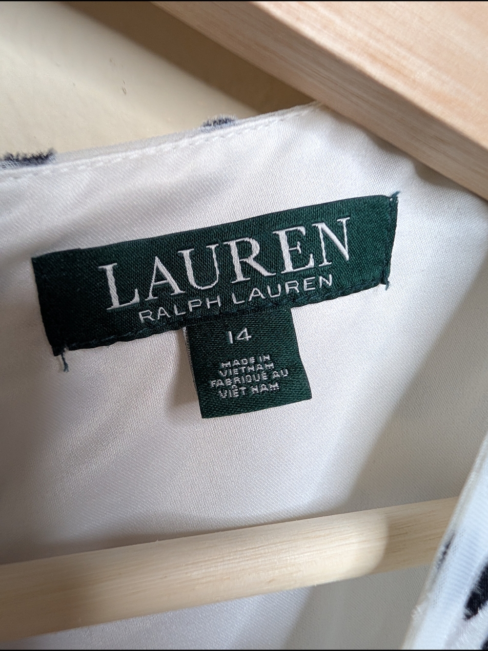 Lauren Ralph Lauren 14 Polka Dot Ruffle Dress White Black Sleeveless Lined - Picture 3 of 6